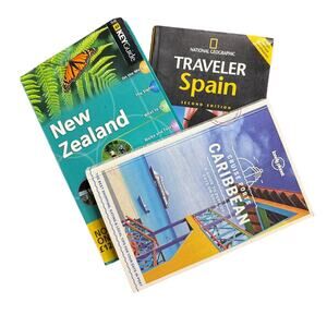 Lonely Planet Caribbean Spain  New Zealand Travel Guide Lot of 3 Books